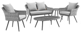 Endeavor 5Pc Outdoor Patio Loveseat Armchair Coffee Table Set EEI3178GRYGRYSET