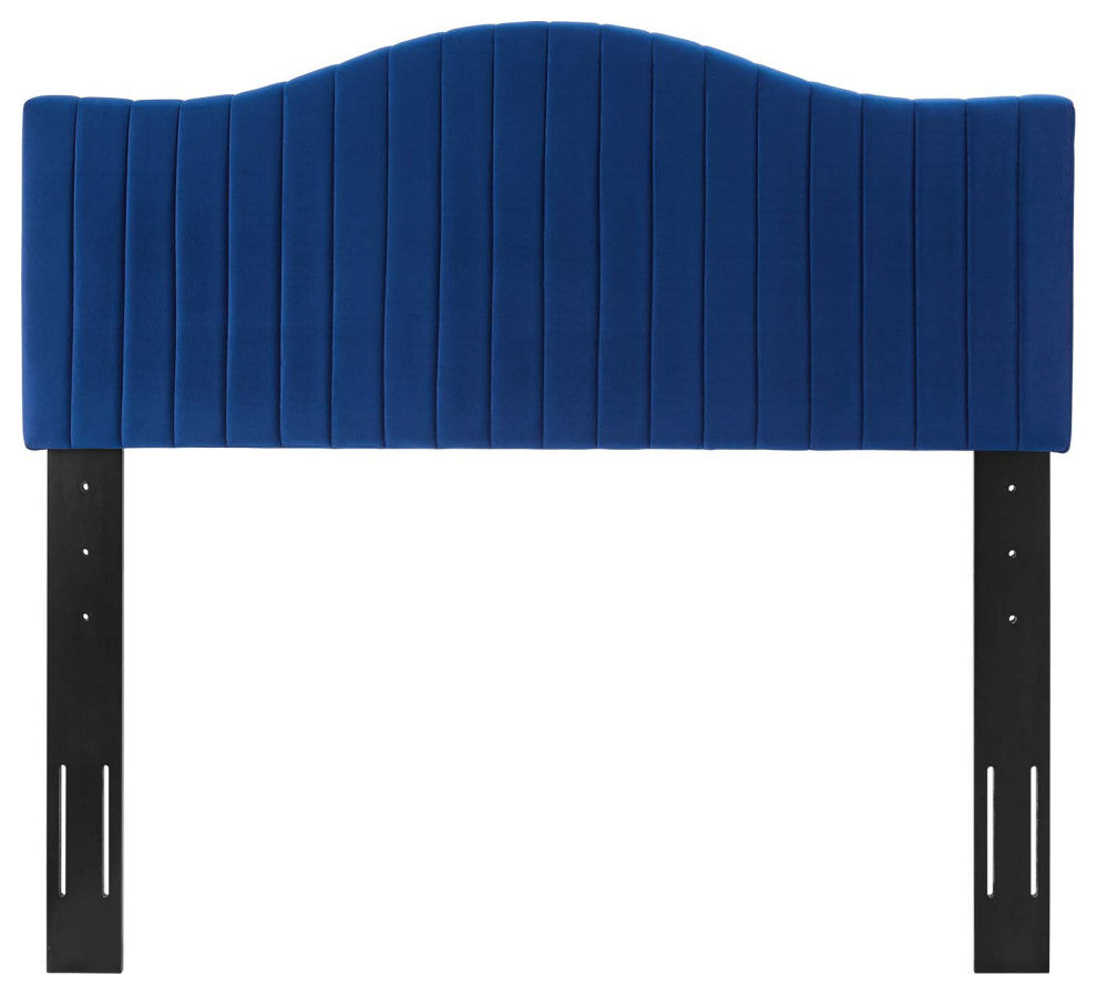 Tufted Headboard, Full Queen Size, Velvet, Blue Navy, Modern Contemporary