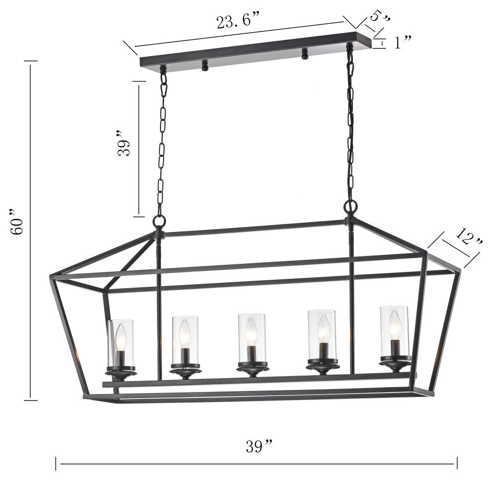 Tillia Modern Black Brushed Coffee 5-Light Chandelier