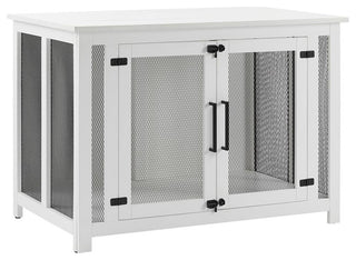 Crosley Furniture Dane Credenza Transitional Wood Dog Crate in White