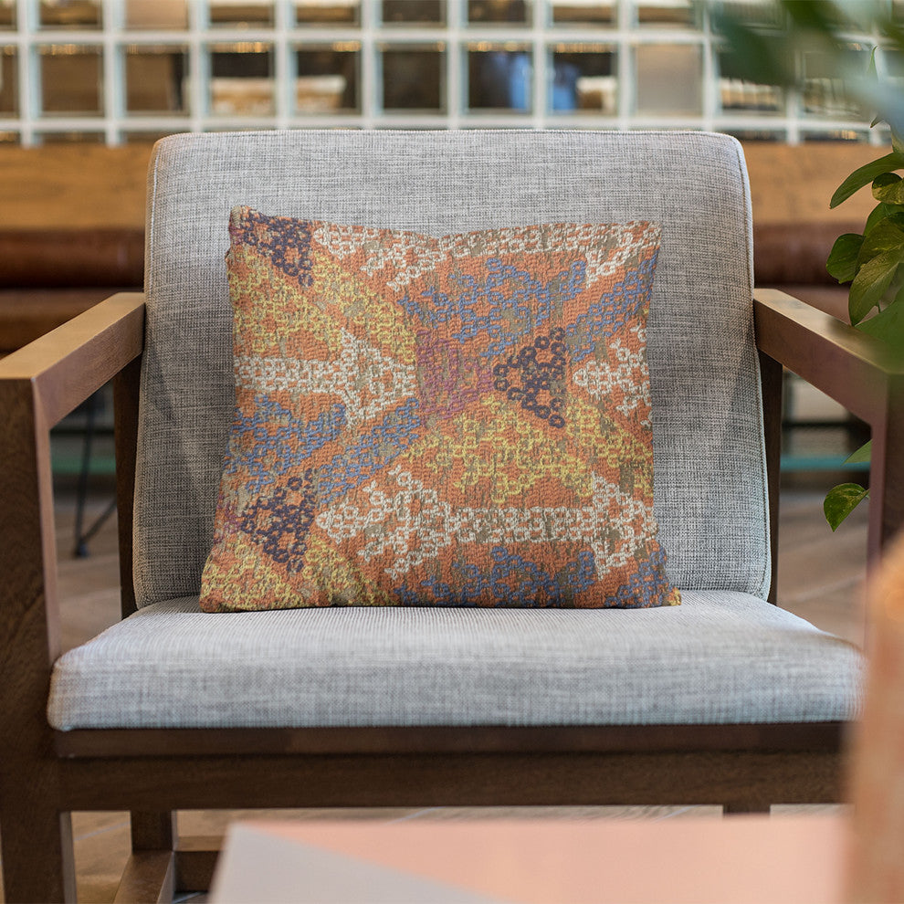 Plutus Multi-Color Lines Fret Luxury Throw Pillow, 16"x16"