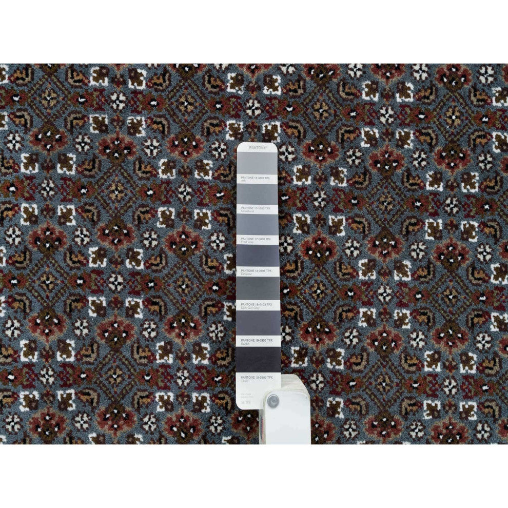 Black Coral Gray 175 KPSI Herrita Design Pure Wool Hand Knotted Rug 8'1"x10'
