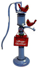 Old Style Blue Iron Water Pump, "Merry Christmas" Sign and Cardinals