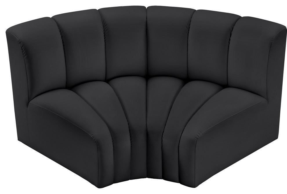 Arc Vegan Leather Upholstered 2-Pc. Inward Curved Modular Sectional, Black