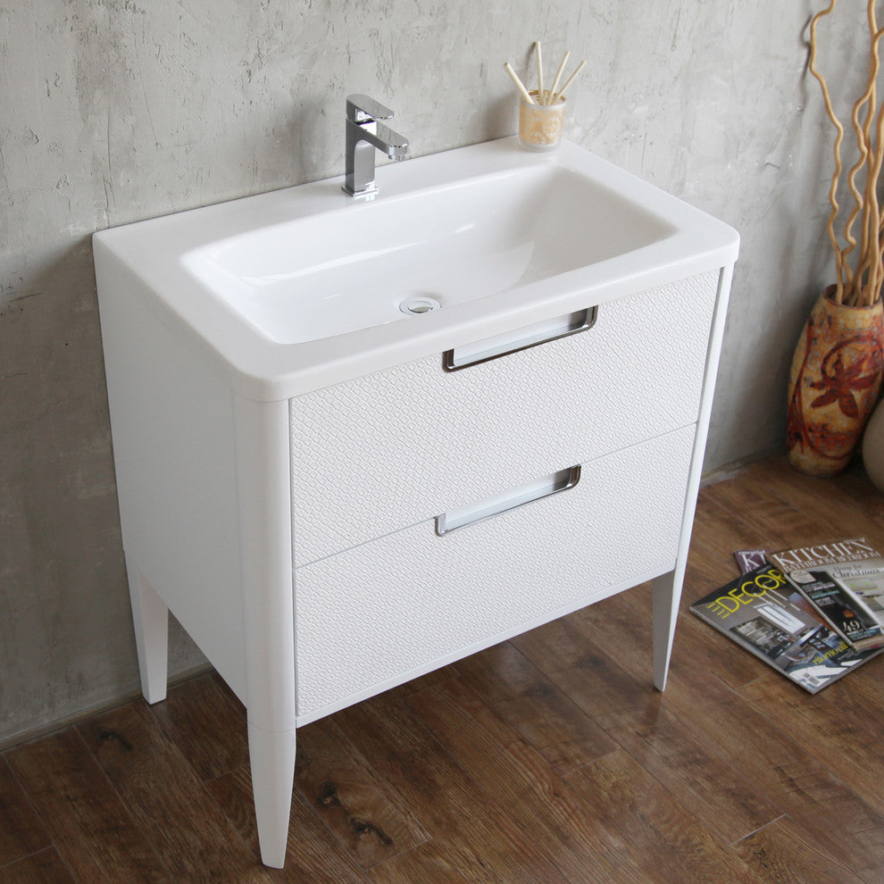 Eviva Jasmine 26 in.  vanity in White and White Integrated Acrylic Countertop