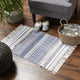 French Blue Printed Off-White Hand-Loomed Shag Rug 2x3 ft.
