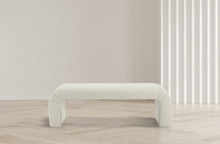 Niagara Boucle Fabric Upholstered Bench, Cream, 52" Wide
