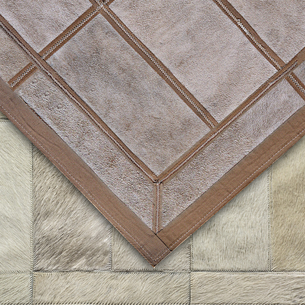 Cowhide Patchwork Rug, Daedalus, Alabaster, 5' X 8'