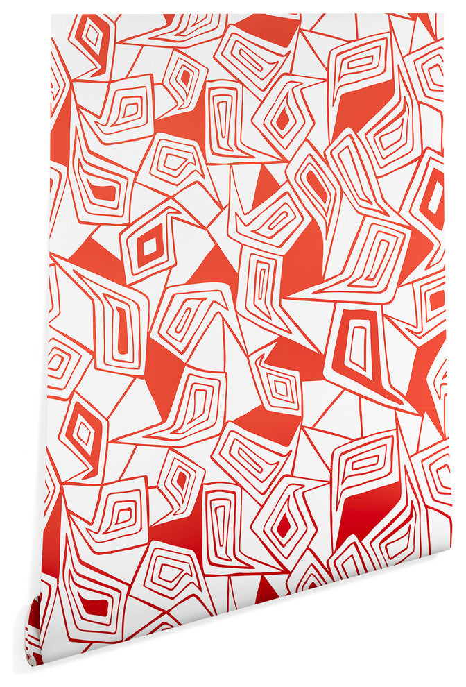 Deny Designs Heather Dutton Fragmented Flame Wallpaper, Red, 2'x8'