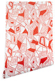 Deny Designs Heather Dutton Fragmented Flame Wallpaper, Red, 2'x8'