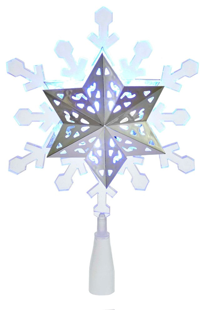 Kurt Adler 9" Blue and White LED Rotating Snowflake Treetop