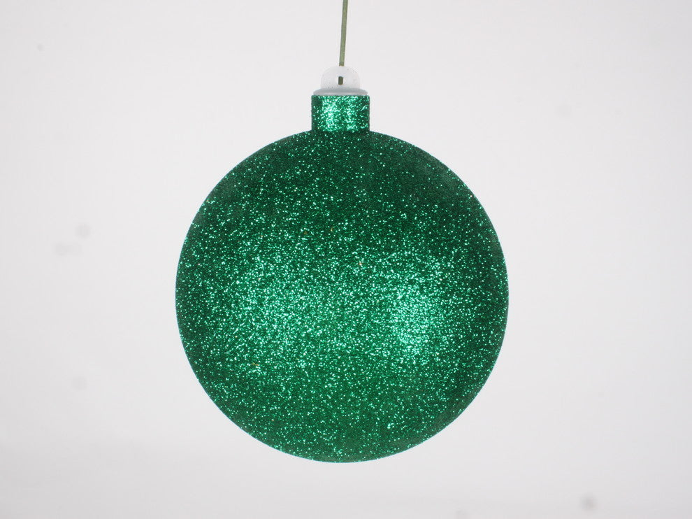 120Mm 5" Green Glitter Ball Ornament With Wire