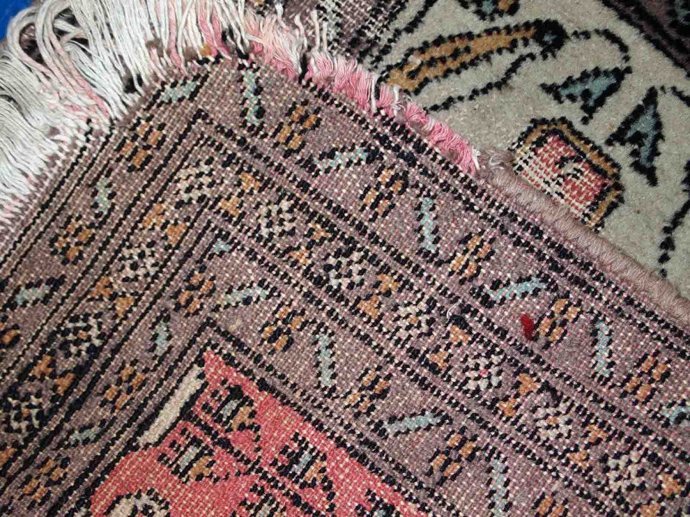Handmade vintage Uzbek Bukhara praying mat 1.5' x 1.8' (46cm x 56cm) 1950s