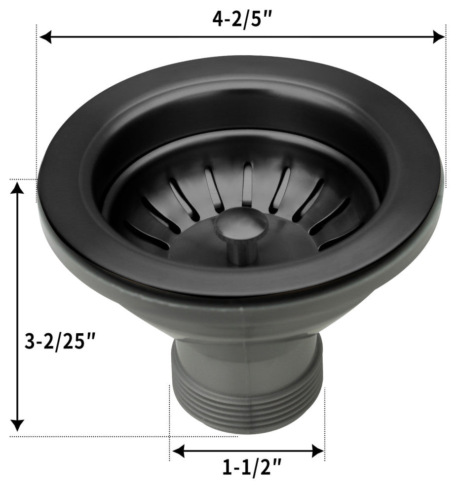 Copper Kitchen Sink Stopper for 3.5" Standard Strainer Drain, Matte Black