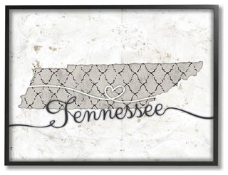 Stupell Industries Tennessee Patterned Grey US State Design, 24 x 30