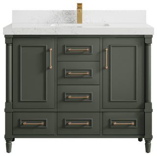 Aberdeen 42 Single Sink Bath Vanity Pewter Green 2" Empira Quartz