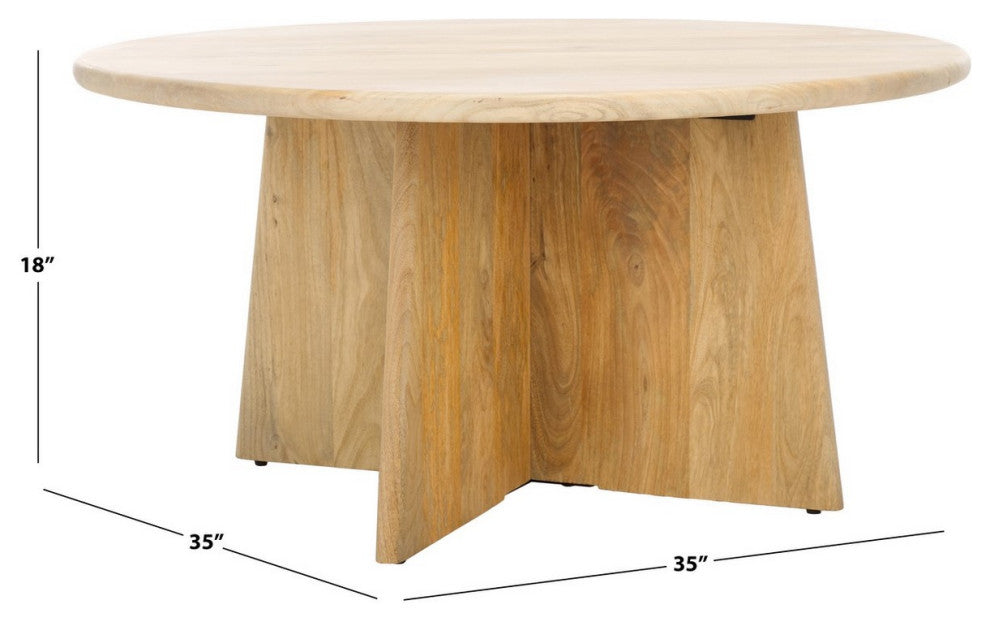 Safavieh Couture Madilynn Round Wood Coffee Table, Natural