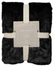 Luxe Mink Pom Pom Faux Fur Throw Blanket, Black