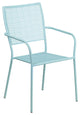 Sky Blue Indoor-Outdoor Steel Patio Arm Chair With Square Back