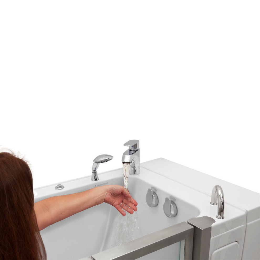 Ella Royal 32"x52" Acrylic Massage Walk-In Bathtub Inward Swing Door, Dual Drain