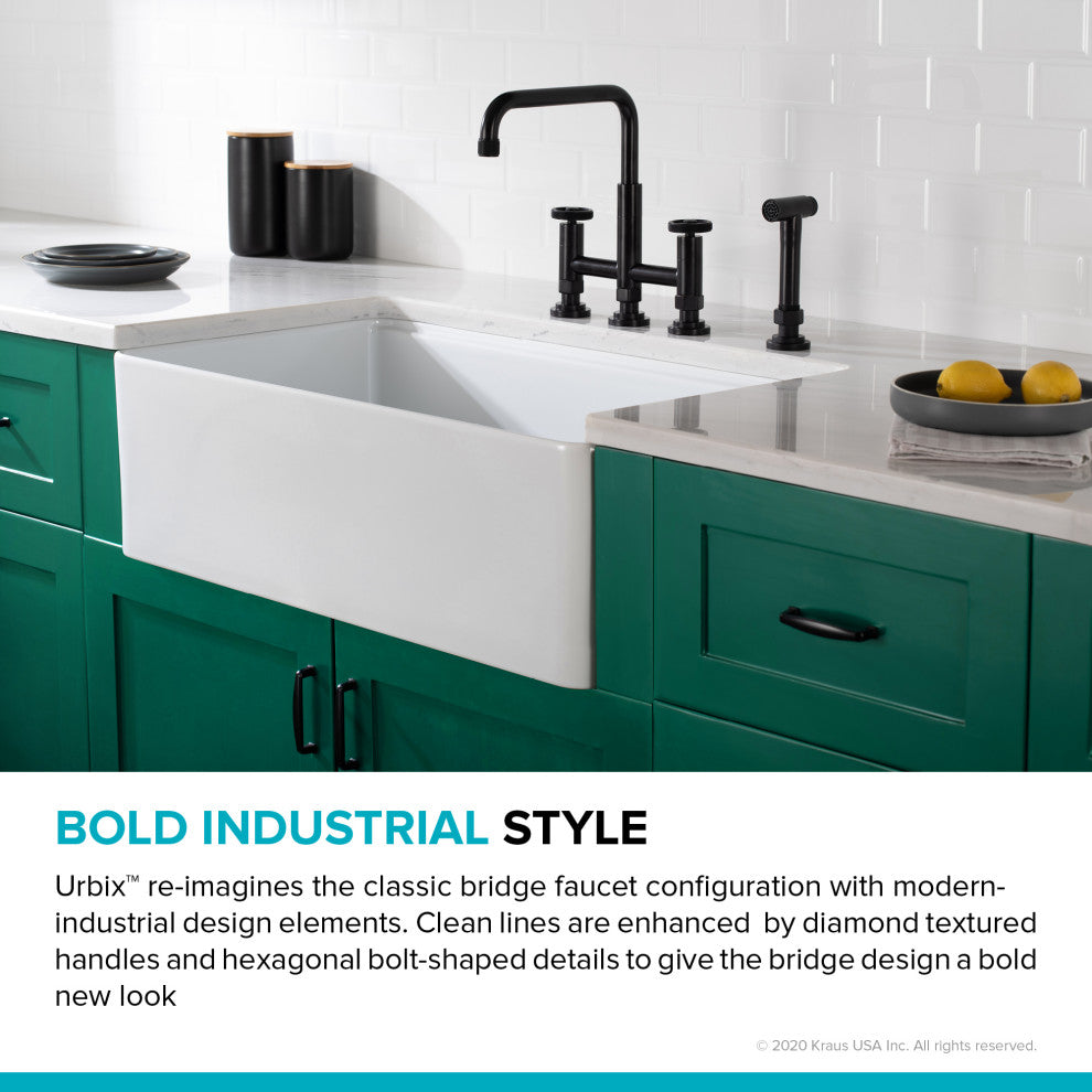 Urbix Bridge Kitchen Faucet, Matte Black
