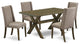 5-Piece Dinette Set, 4 Chairs and Table With Jacobean Table Top, Jacobean