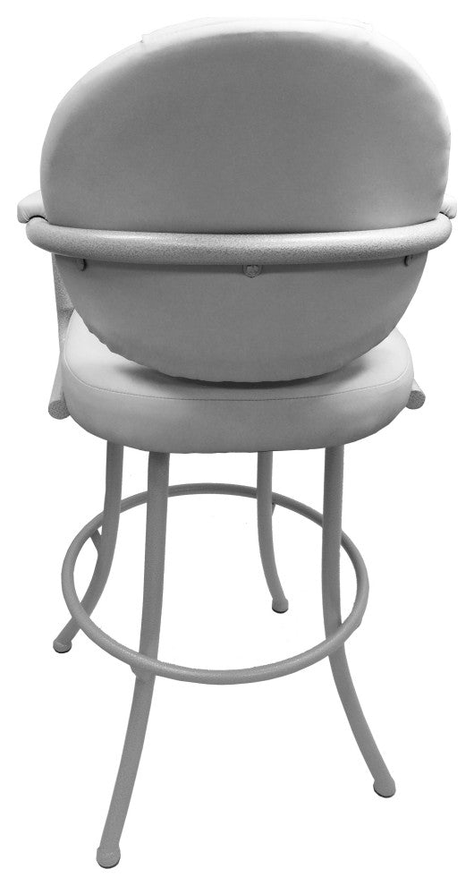 Swivel Counter Metal Pub Set - M-70 Stools 26" or 30", White Vinyl - White, 30", Crackle Glass