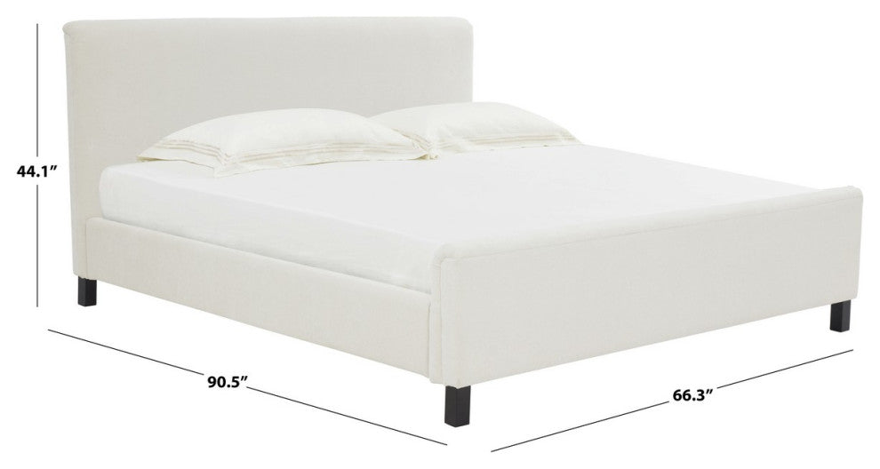 Safavieh Couture Finney Upholstered Bed, Creme, Queen