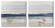 Birds On Beach Shore Ocean Waves Blue Sky Landscape, 2pc, each 24 x 24
