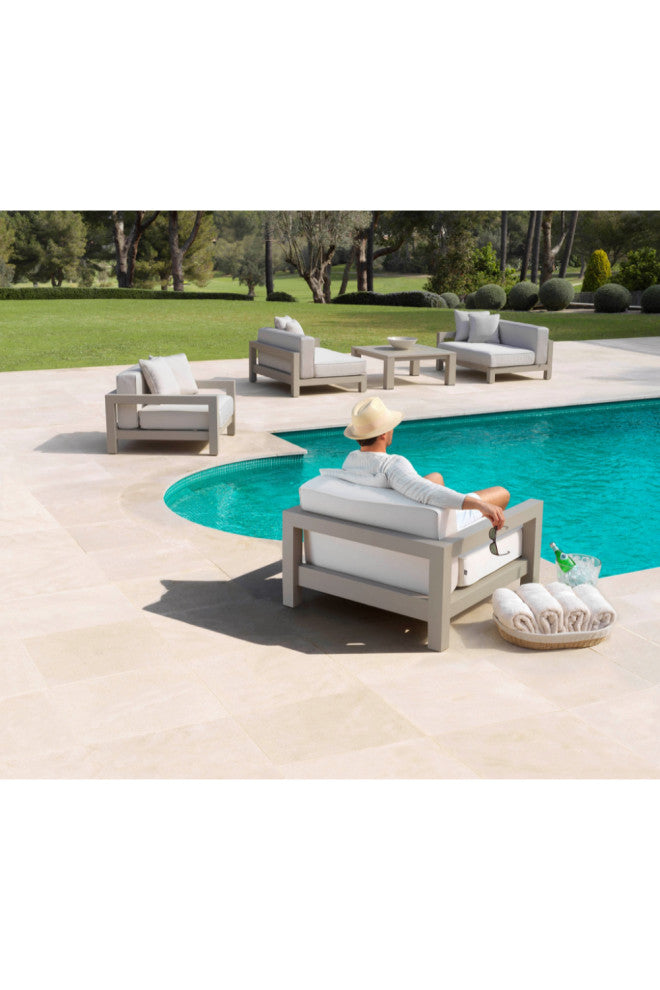 Beige Sunbrella Outdoor Lounge Chair , Eichholtz Cap-Antibes