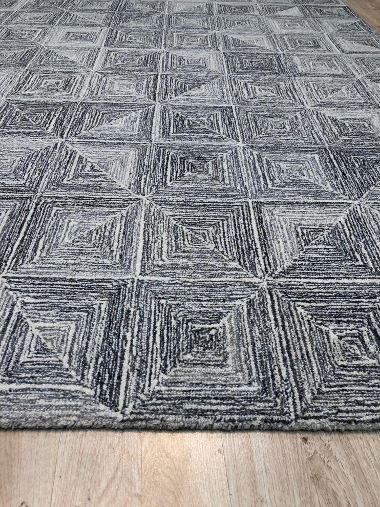 Hand-Tufted Wool Multi Gray Transitional Geometric Modern Tufted Rug, 8' X 10'
