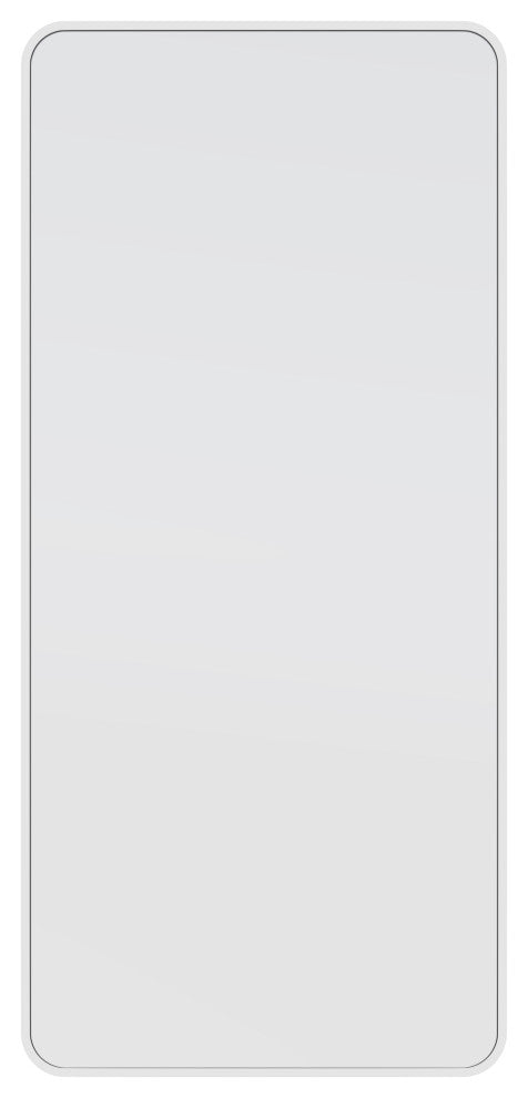 22" W X 48" H Radius Corner Stainless Steel Framed Mirror, White