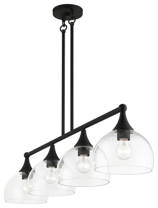 4 Light Black Large Linear Chandelier