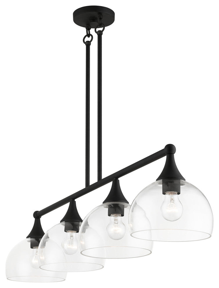 4 Light Black Large Linear Chandelier