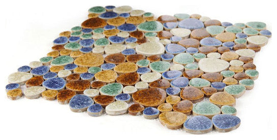 Mosaic Porcelain Tile Mancala Pebble Series - Coral - Floor Wall Tile