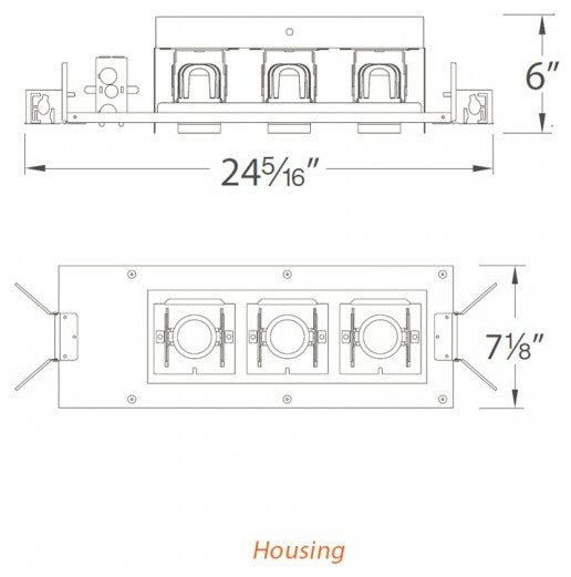 LED Precision Multiple Three-Light IC Rated Housing, 4000K Spot
