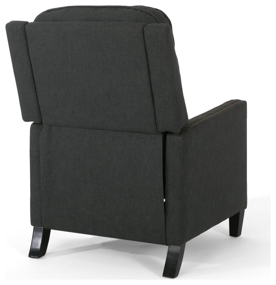 GDF Studio Armstrong Traditional Fabric Recliner, Dark Gray/Dark Brown