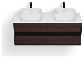 The Hammel Bathroom Vanity, Walnut, 55", Single Sink, Wall Mount