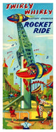 "Twirly Whirly Rocket Ride" Digital Paper Print by Retrorocket, 18"x42"