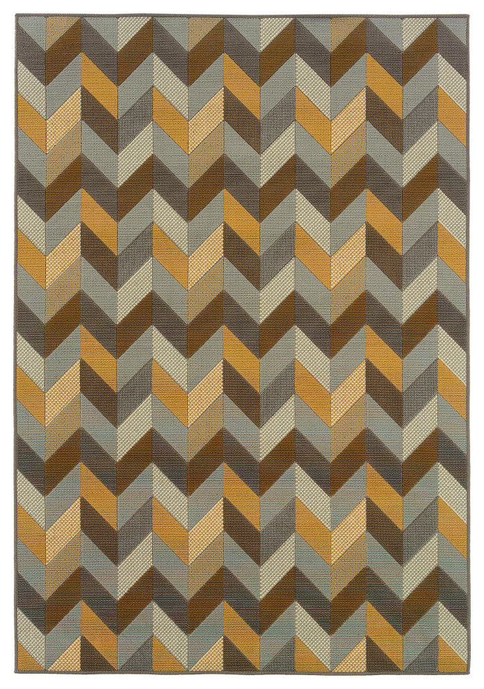 Oriental Weavers Bali Grey/Gold Geometric Indoor/Outdoor Rug 7'10"X10'10"