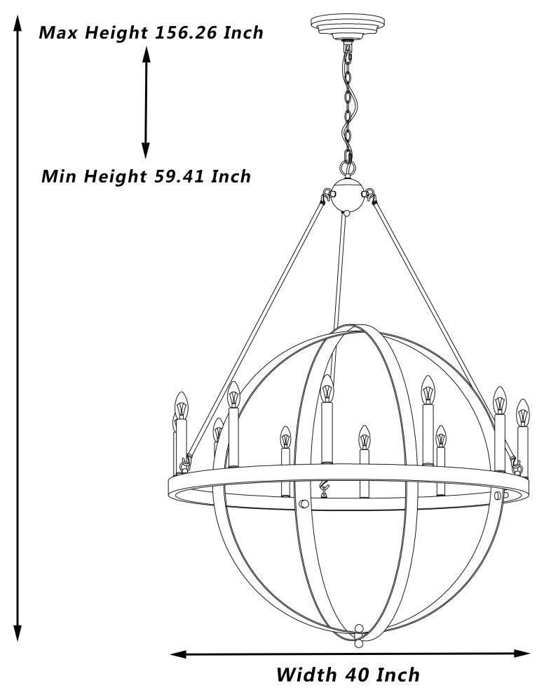 12 Light Candle Style Geometric Wagon Wheel Chandelier