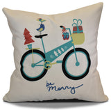 Decorative Holiday Pillow Geometric Print, Aqua, 16"x16"