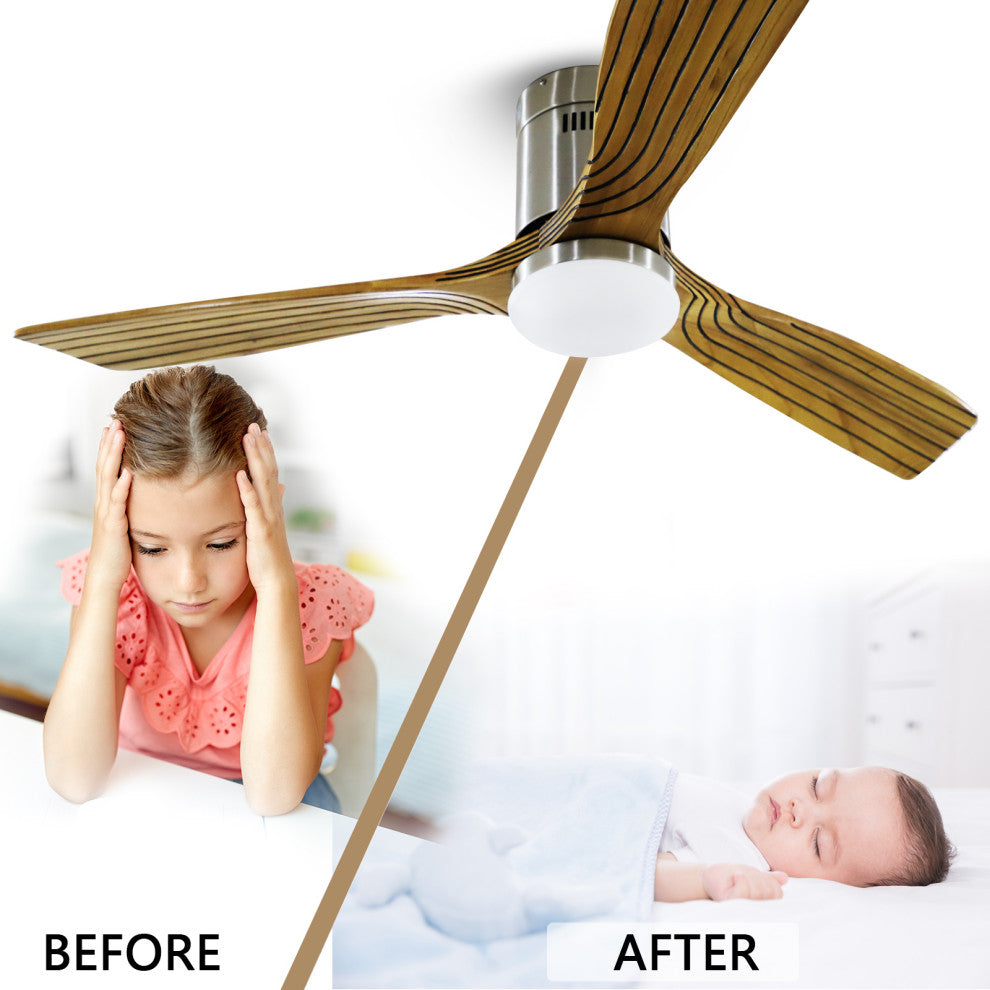 52" 3-Blade LED Chandelier Ceiling Fan, Remote Control and Light Kit, Brown