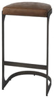 Brown Leather C Shape Metal Bar Stool