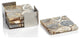 Corfu 4-Piece Set Agate Coasters on Metal Tray, Taupe-Brown