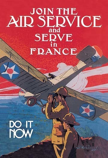 Join the Air Service and Serve in France- Gallery Wrapped Canvas Art 28" x 42"