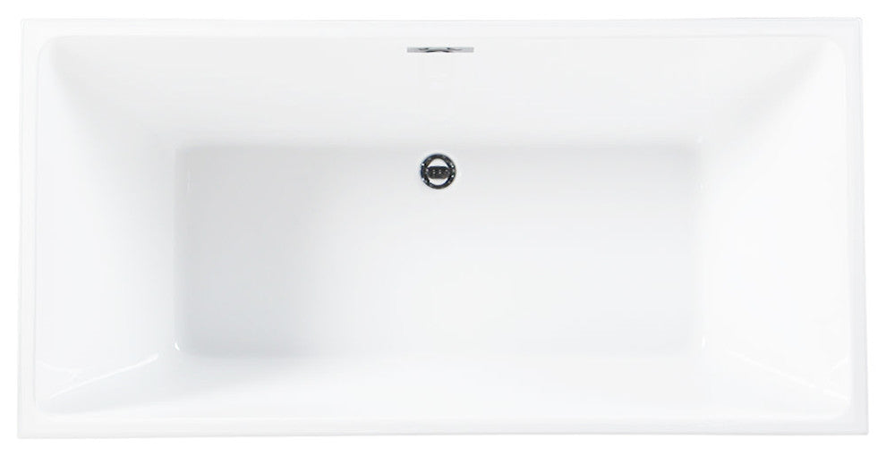 Aqua Eden 59" Freestanding Square Acrylic Tub With Drain, White