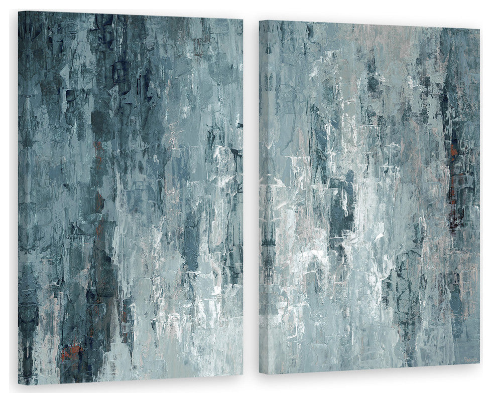 Tainted Dark Blues Diptych, 60"x45"