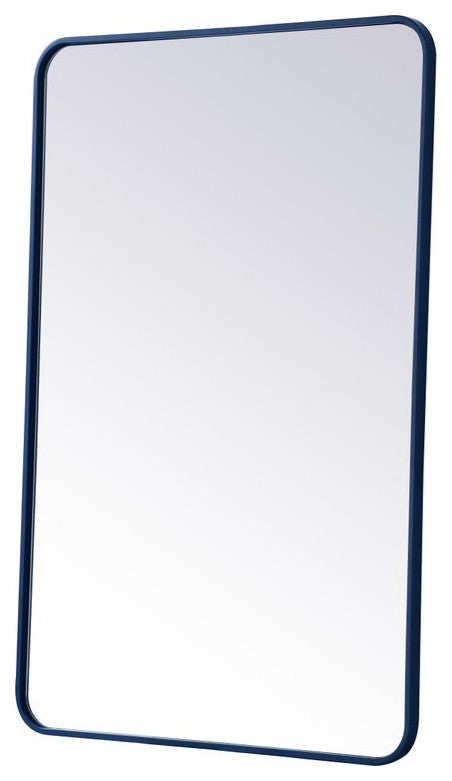 Elegant Decor MR802842BL Soft Corner Metal Rectangular Mirror, 28"x42", Blue