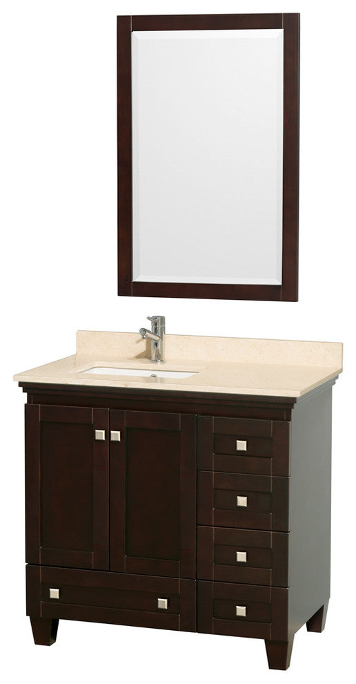 Acclaim 36" Espresso Single Vanity, Ivory Marble Top, Um Sq Sink, 24"